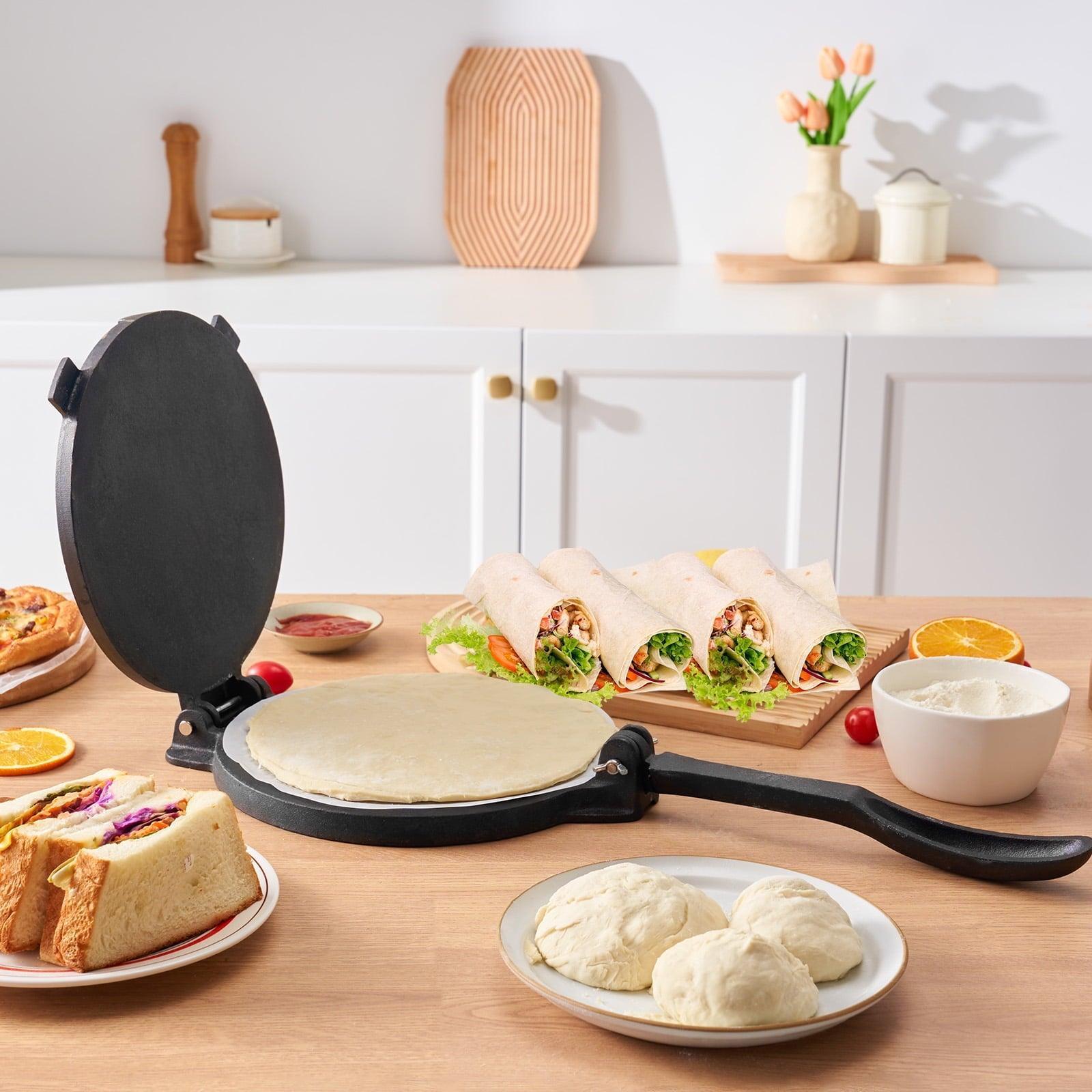 SKYSHALO 10 Inch Tortilla Press Chapati Maker Roti Dough Maker Heavy Duty Cast Iron - ClubOn