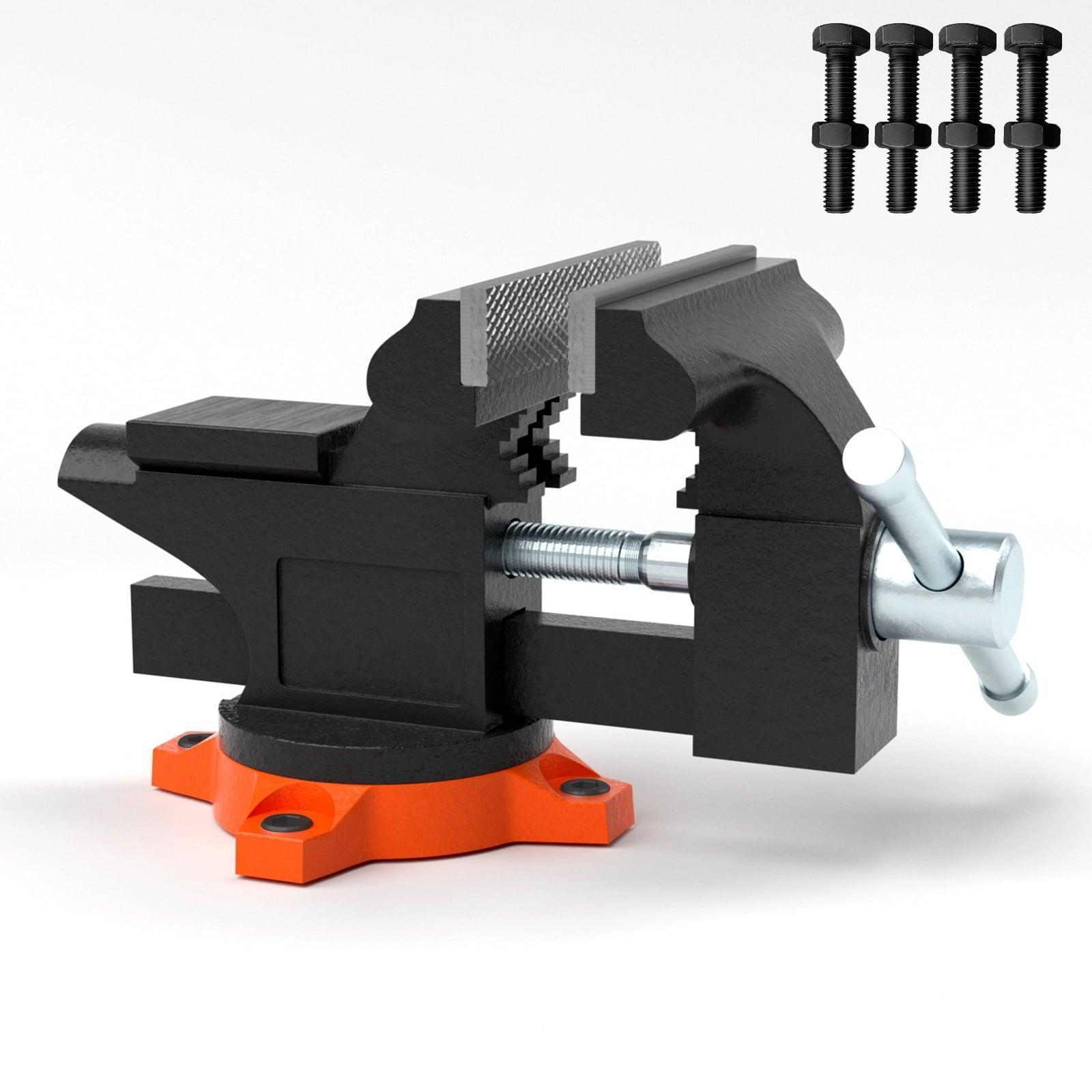 SKYSHALO 4.5" Bench Vise w/ Anvil – Heavy Duty Swivel Base Multipurpose Vise - ClubOn