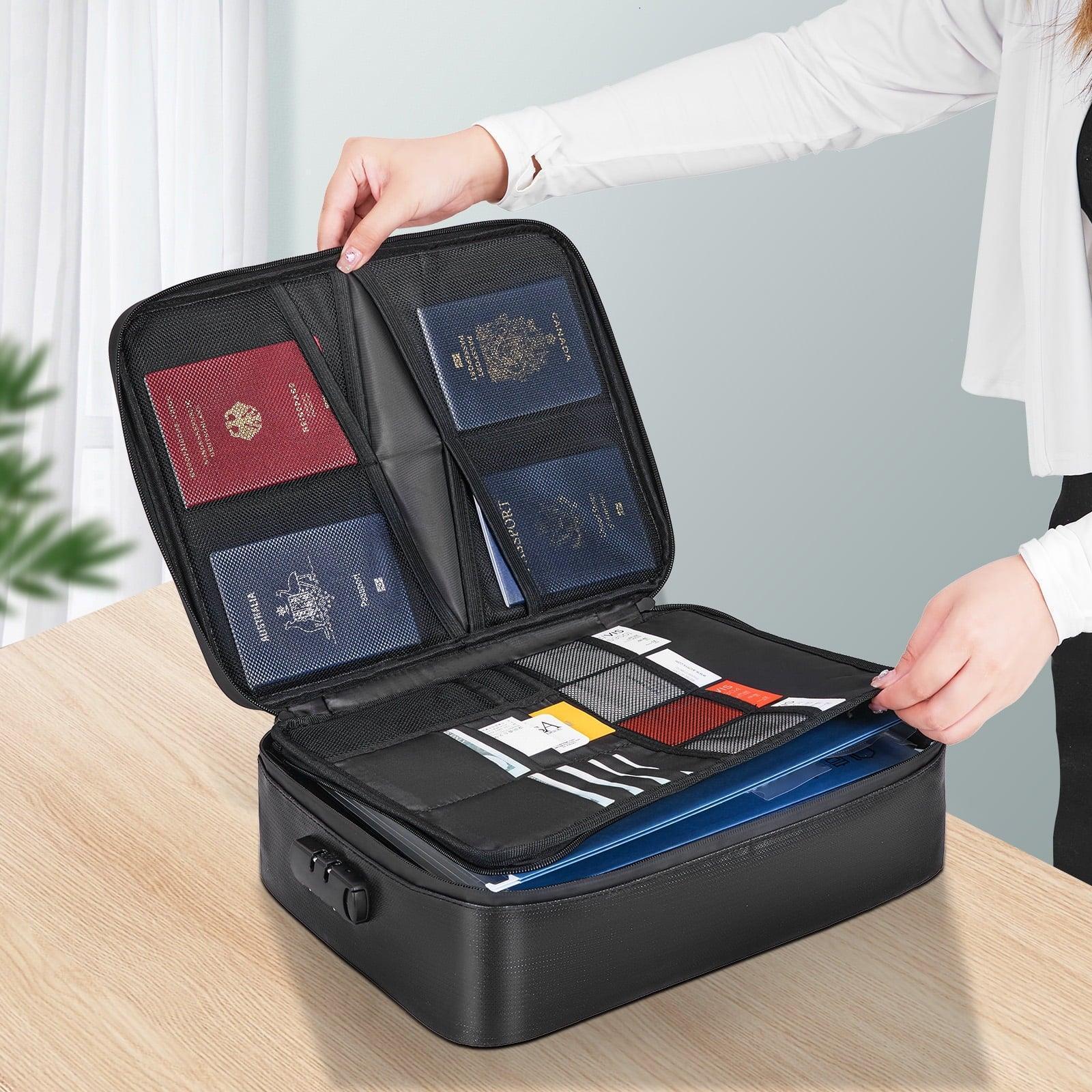 SKYSHALO Fireproof Document Bag with Lock & Zipper Closure – Safe Storage for Money, Documents, Jewelry, Passport (14.17