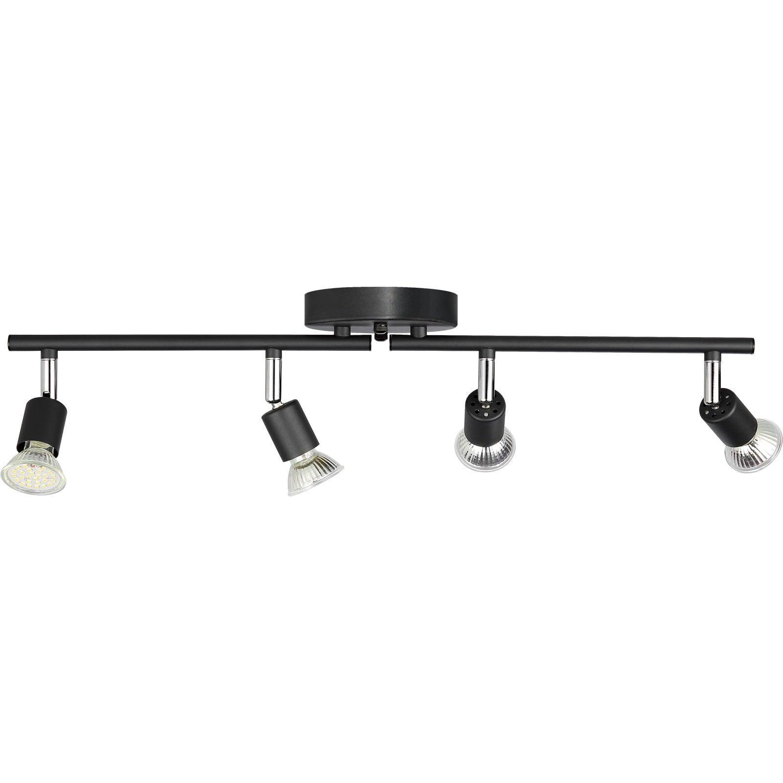 SKYSHALO LED Track Lighting Kit, 4-Light Flush Mount Ceiling Spot Light Fixture (GU10) - ClubOn