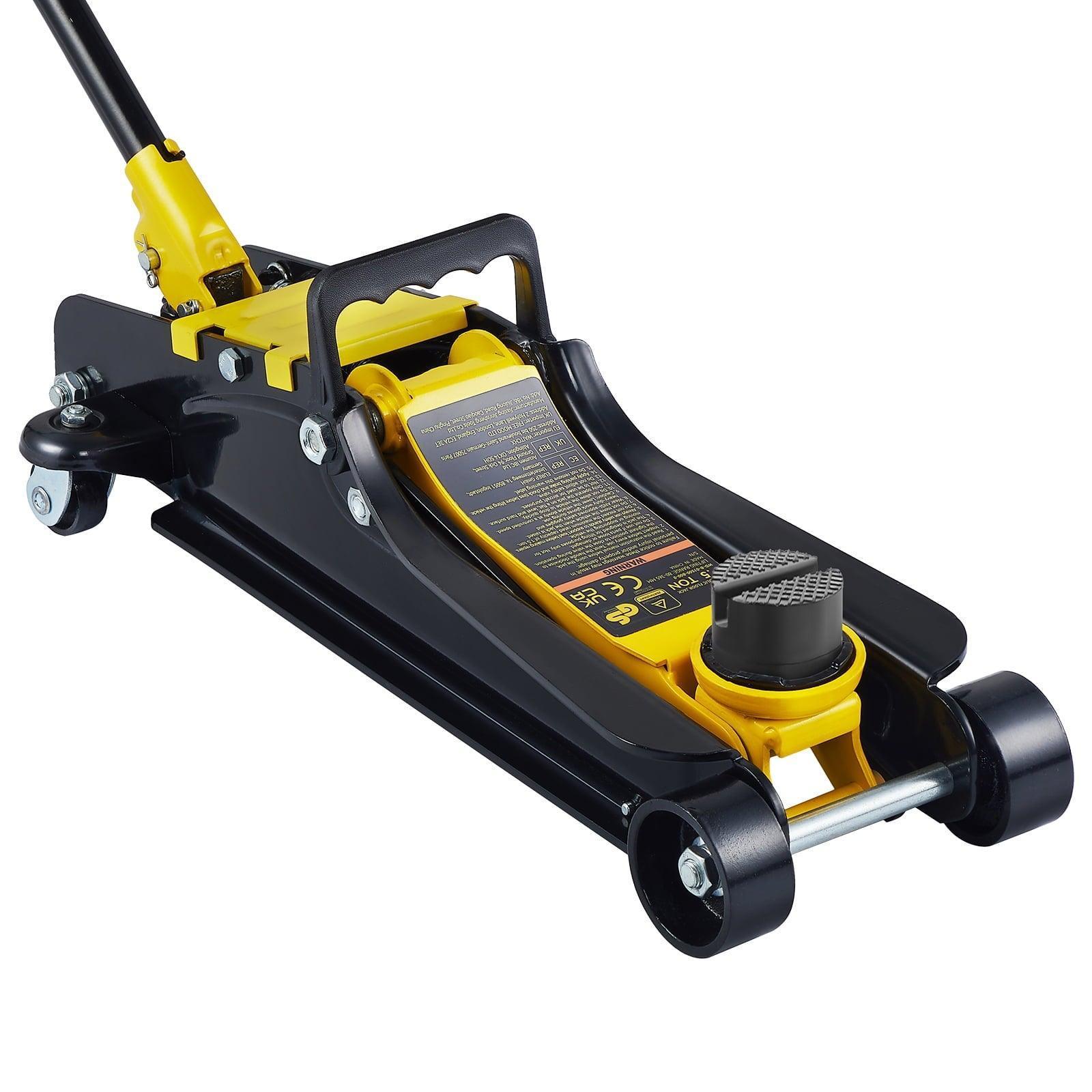 SKYSHALO Low Profile Floor Jack - 2.5 Ton Slim Steel Racing Lift, 3.35"-14.96" Range - ClubOn