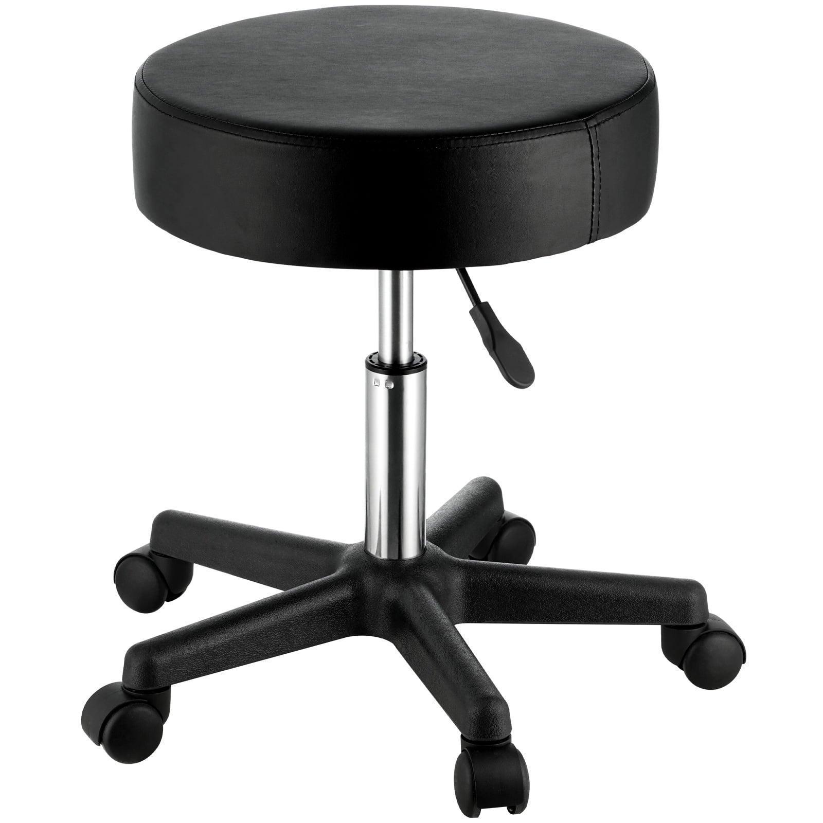 SKYSHALO Rolling Stool with Wheels, Adjustable Height, 400 LBS Capacity, Ultra-Thick Cushion, Black - ClubOn