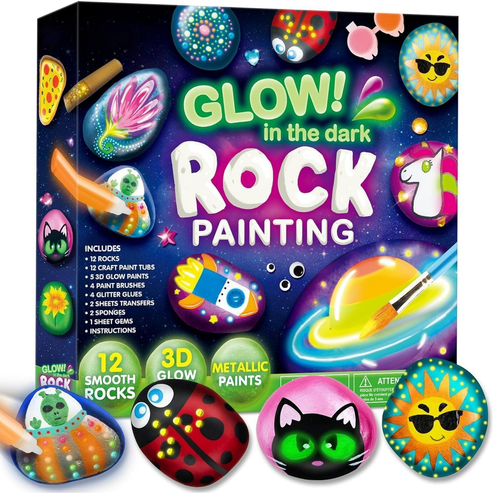 SYNCFUN Glow in the Dark Rock Painting Arts and Crafts Kit, Creative Fun for Kids Ages 6+ - ClubOn