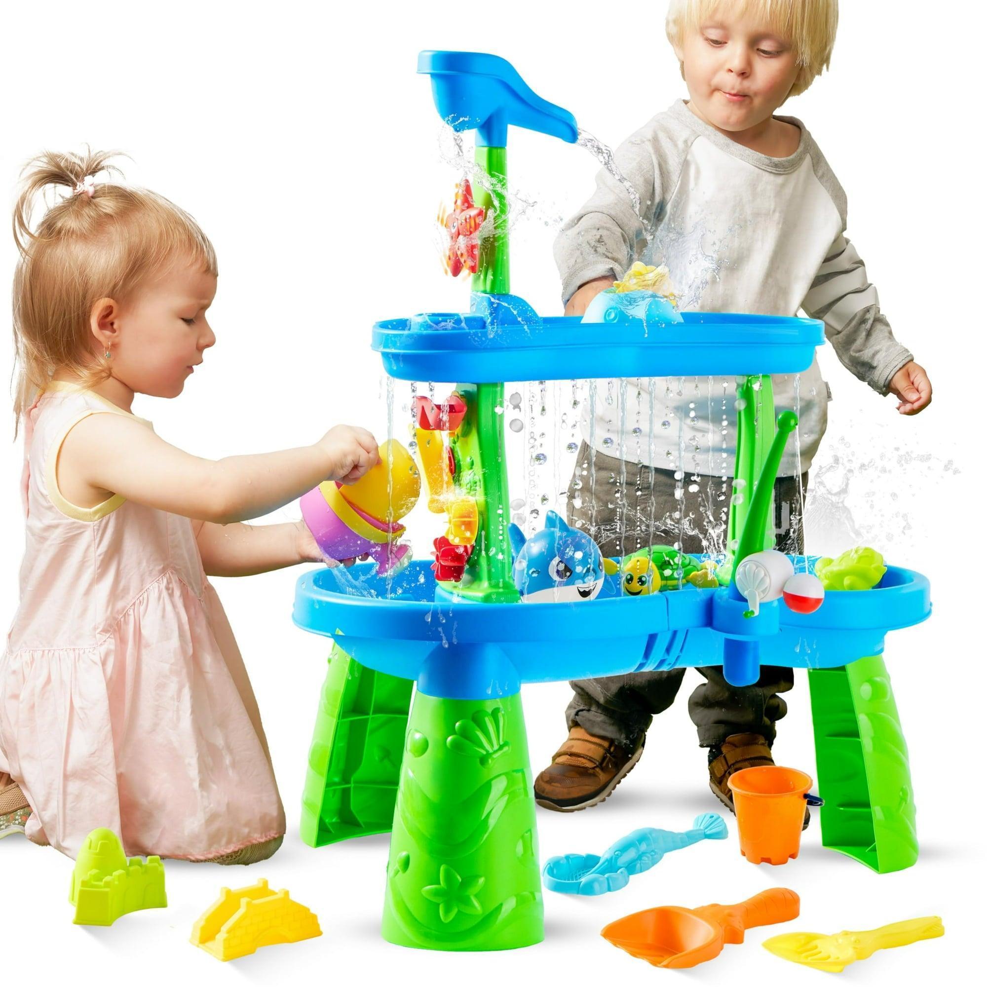 SYNCFUN Water Table for Toddlers – 3-Tier Sand & Water Play Table for Kids Ages 2-5 - ClubOn