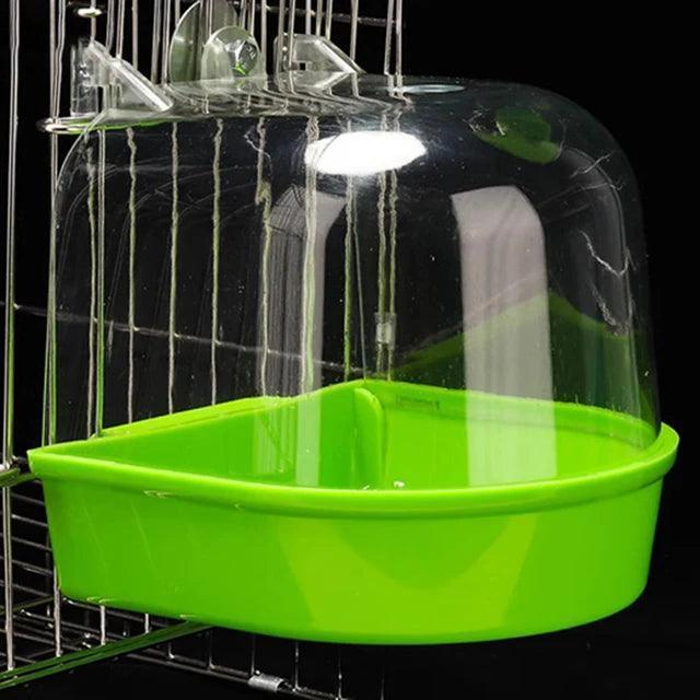 Hanging Bird Bath Box – Clear Visible Bathtub for Parrots, Canaries, Budgerigars & Cockatiels - ClubOn