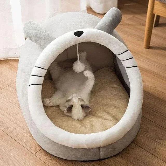 Cozy Cat Bed House | Round Sleeping Cave & Kitten Lounger - ClubOn