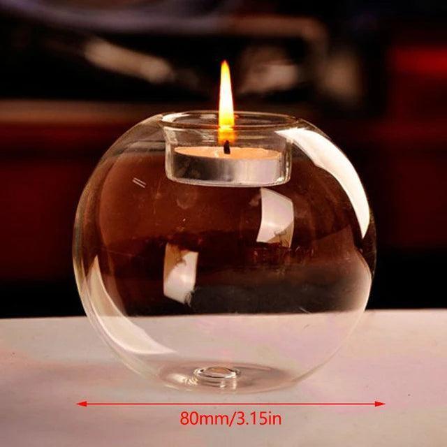 European Round Hollow Glass Candle Holder - Elegant Decor - ClubOn