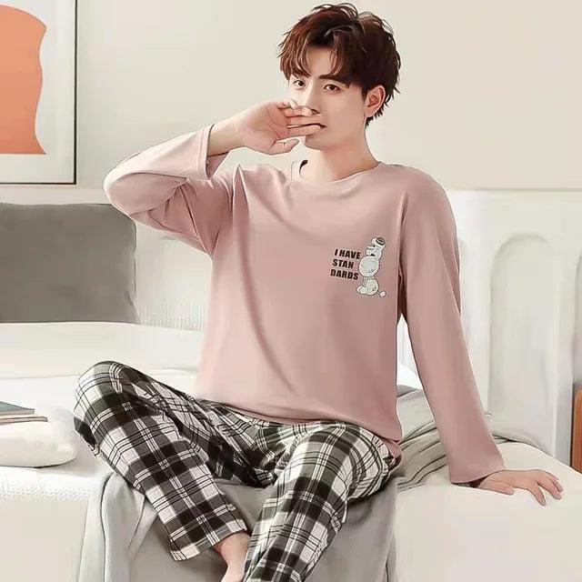 Men's Two-Piece Long-Sleeved Pajama Set - Lightweight Spring & Autumn Loungewear - ClubOn