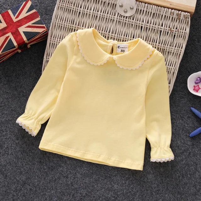 Cotton Lace Long Sleeve Shirts for Little Girls | White T-Shirts - ClubOn