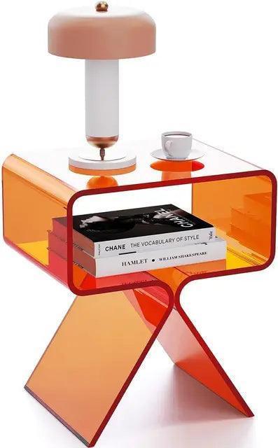 Modern Acrylic Nightstand Side Table - Clear & Black Design - ClubOn