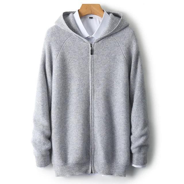 Men's 100% Padded Cardigan - Zipper Hooded Long Sleeve Business Casual Sweater - ClubOn