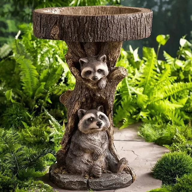 Resin Raccoon Birdbath – Antique Polyresin Bird Bath for Home Garden & Yard - ClubOn