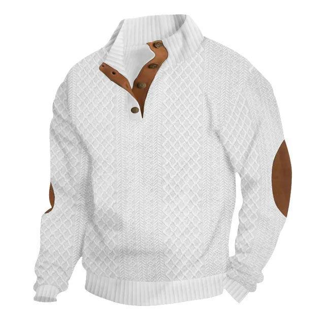 Men's Jacquard Design Pullover - Casual O-neck Long Sleeve - ClubOn