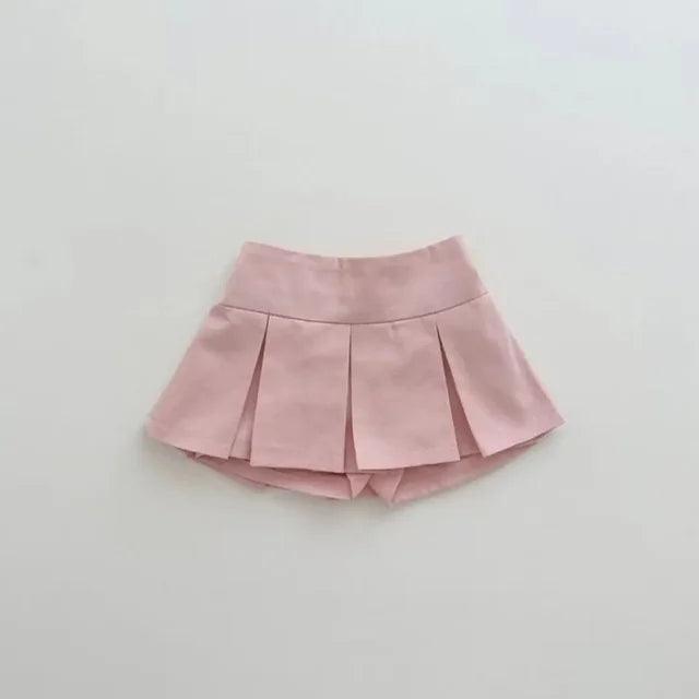 Girls' Solid Color Pleated Mini Skirt - ClubOn