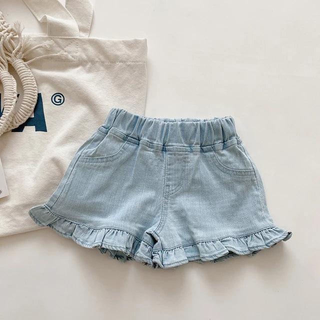 Girls' Ruffle Denim Shorts for Summer - ClubOn