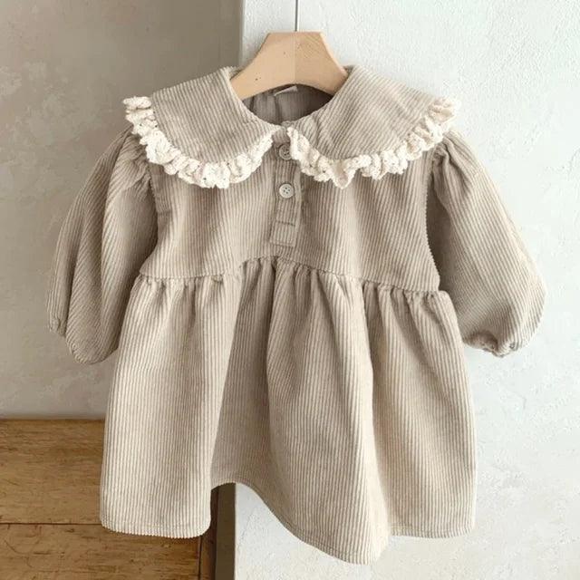 Peter Pan Collar Corduroy Dress for Toddler Girls - ClubOn