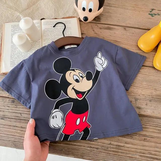 Mickey Mouse Cartoon T-Shirt | Kids' Summer Short Sleeve Tee - ClubOn