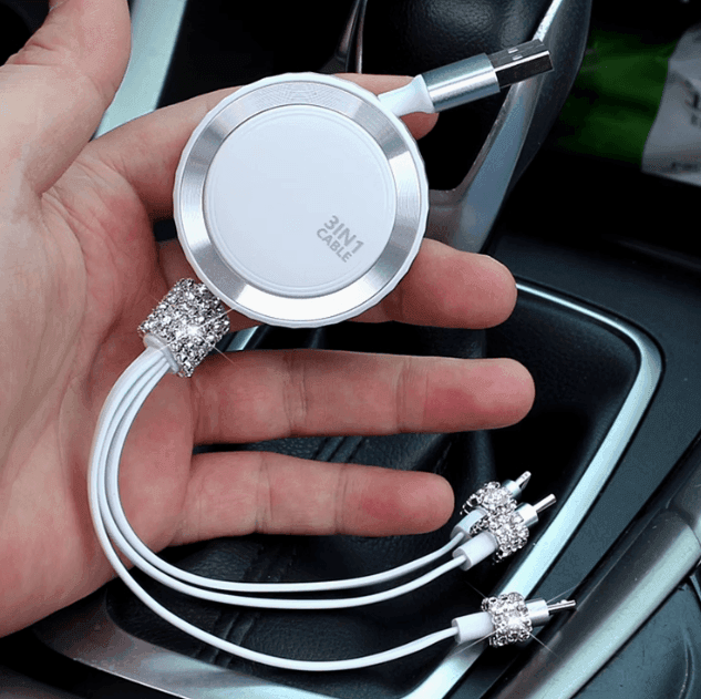 Diamond Fast Charging Car Charger – One-to-Three USB Socket, Cigarette Lighter Conversion Plug - ClubOn
