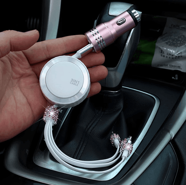 Diamond Fast Charging Car Charger – One-to-Three USB Socket, Cigarette Lighter Conversion Plug - ClubOn