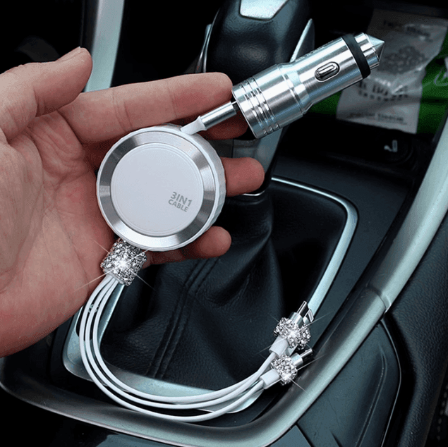 Diamond Fast Charging Car Charger – One-to-Three USB Socket, Cigarette Lighter Conversion Plug - ClubOn