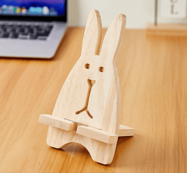 Wooden Cartoon Mobile Phone Holder – Cute and Simple Desktop Stand - ClubOn