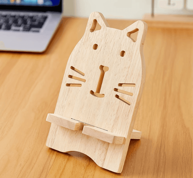 Wooden Cartoon Mobile Phone Holder – Cute and Simple Desktop Stand - ClubOn