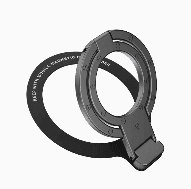 Folding Magnetic Double Ring Mobile Phone Holder – Ultra-Thin Metal Design - ClubOn