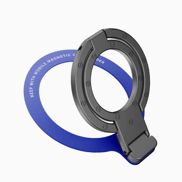 Folding Magnetic Double Ring Mobile Phone Holder – Ultra-Thin Metal Design - ClubOn