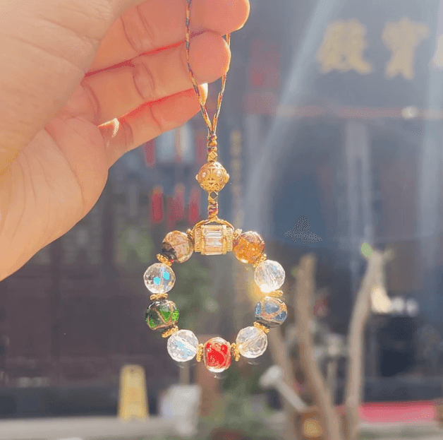 Incense Ash Glaze Small Five Blessing Mobile Phone Chain – Car Hanging Key Chain Pendant - ClubOn