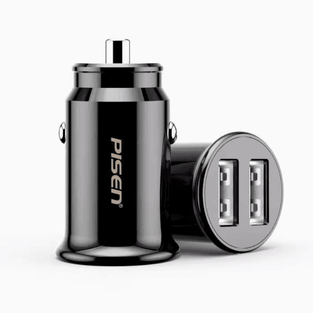 PISEN Car Charger – Mini Cigarette Lighter Conversion Plug, One-to-Two Dual USB Fast Charging - ClubOn