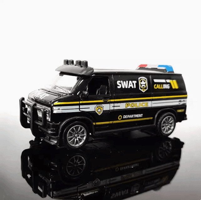 Van Police Car Alloy Toy - Simulation Model with Pull-Back Action - ClubOn