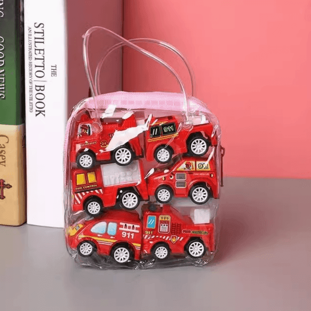 Pull Back Car Toy Set – Fire Truck, Compact Car & Engineering Vehicle - ClubOn