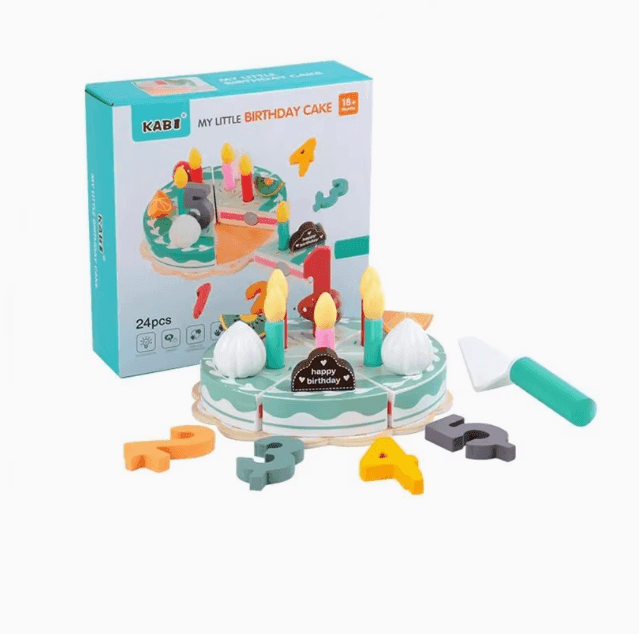Play Kitchen Accessories – Wooden Birthday Cake Set for Early Play - ClubOn