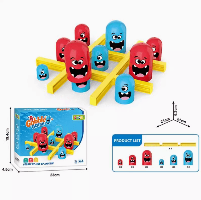 Tic Tac Toe Big Eat Small Gobble Board Game – Parent-Child Fun - ClubOn