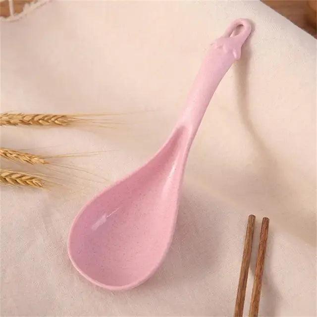 Thickened Wheat Straw Porridge Spoon – Large Eggplant-Shaped Rice & Soup Spoon - ClubOn