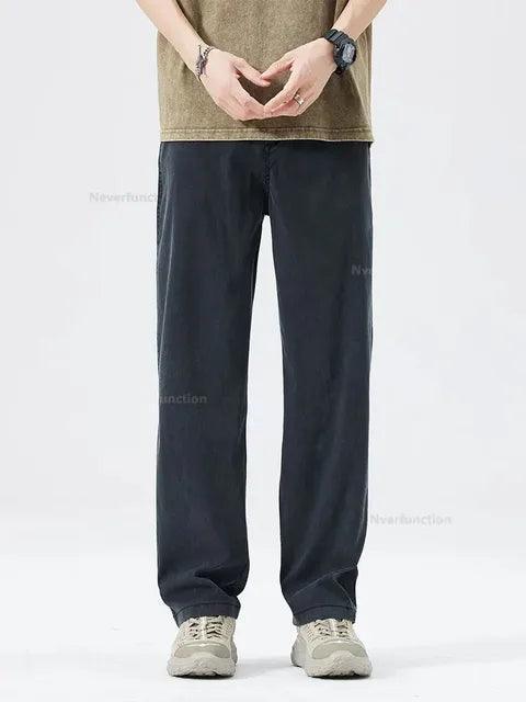 Men's Ultra-Thin Lyocell Baggy Jeans - Soft Breathable Summer Elastic Waist Wide Leg Trousers - ClubOn