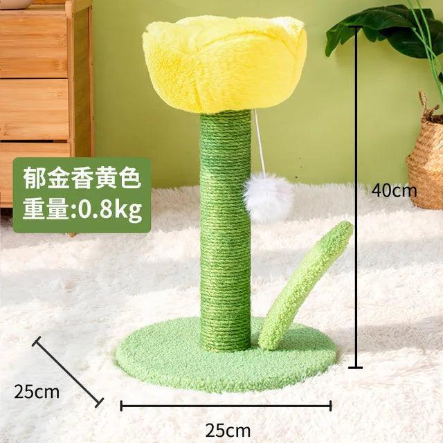 Tulip Shape Cat Scratcher Tree | Sisal Rope Post with Toys - ClubOn