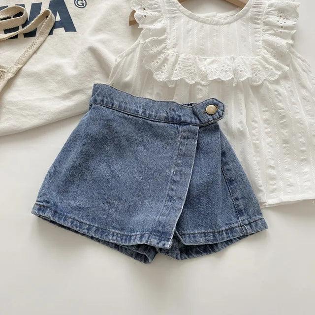 Summer Girls Denim Skirt Shorts | Elastic Waist Jeans (2-7Y) - ClubOn