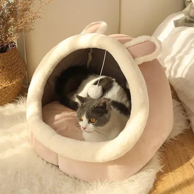 Cozy Cat Bed House | Round Sleeping Cave & Kitten Lounger - ClubOn