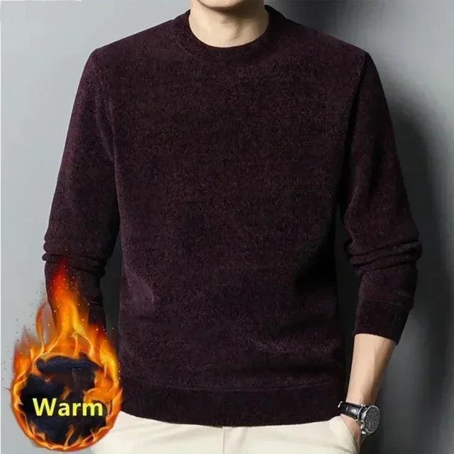 Men's Thickened Fleece Sweater - Oversize Knit Pullover - ClubOn