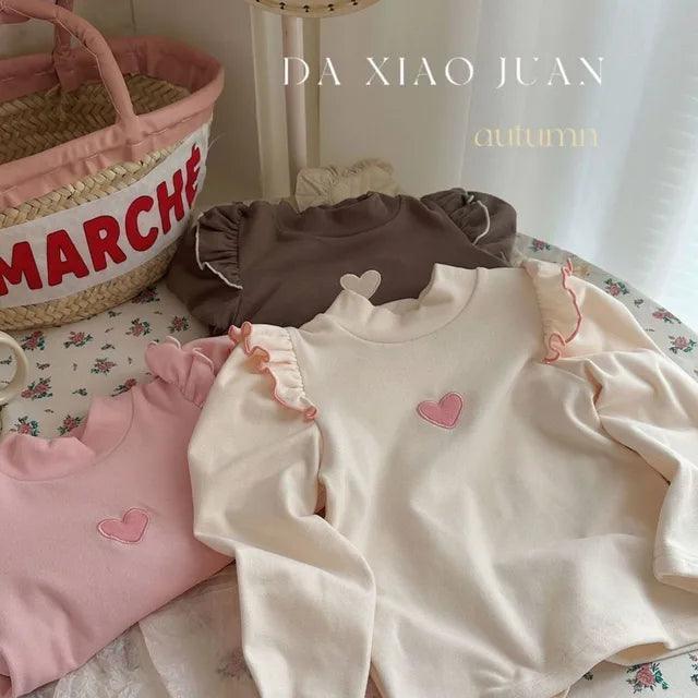 Half High Neck Long Sleeve Love Top for Girls - ClubOn