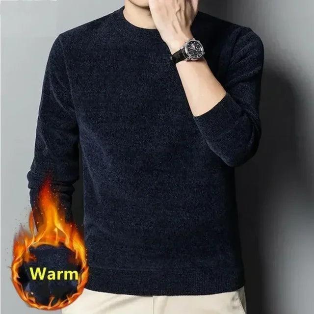 Men's Thickened Fleece Sweater - Oversize Knit Pullover - ClubOn