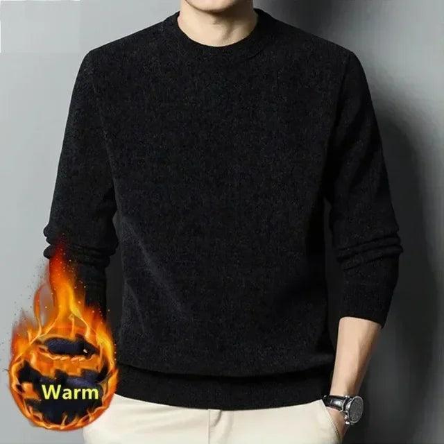 Men's Thickened Fleece Sweater - Oversize Knit Pullover - ClubOn