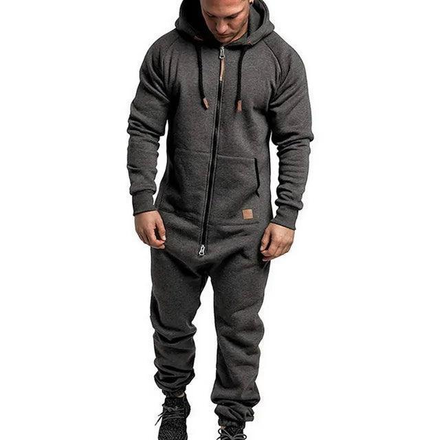 Men's Long Sleeve Onesie Jumpsuit - Casual Hoodie & Sweatpants - ClubOn