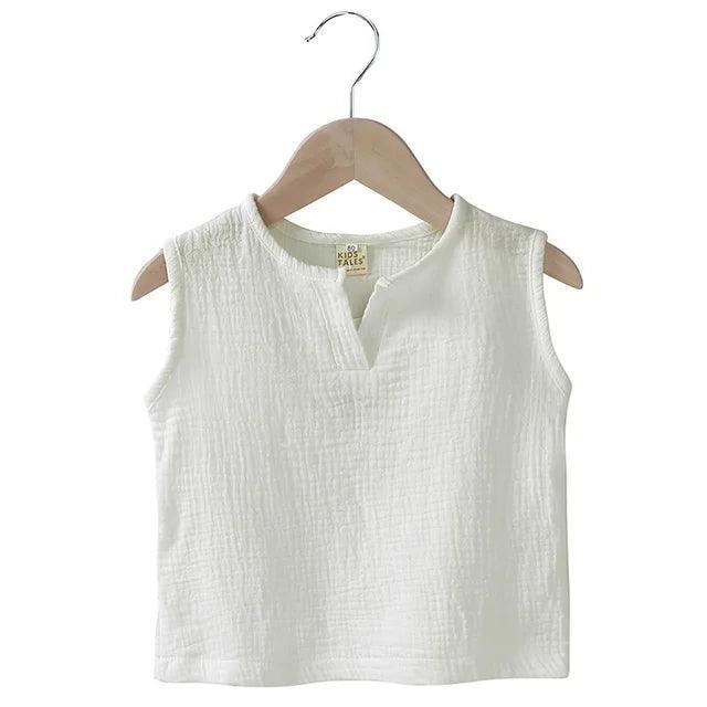 Summer Linen Cotton Vest for Kids | Casual Sleeveless Tops - ClubOn