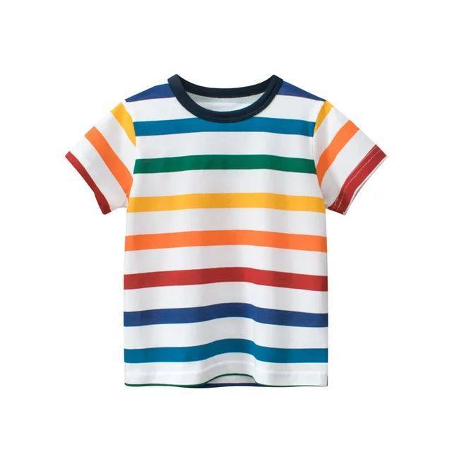 Rainbow Striped T-Shirt | Kids' Summer Cotton Tee 2-6Y - ClubOn