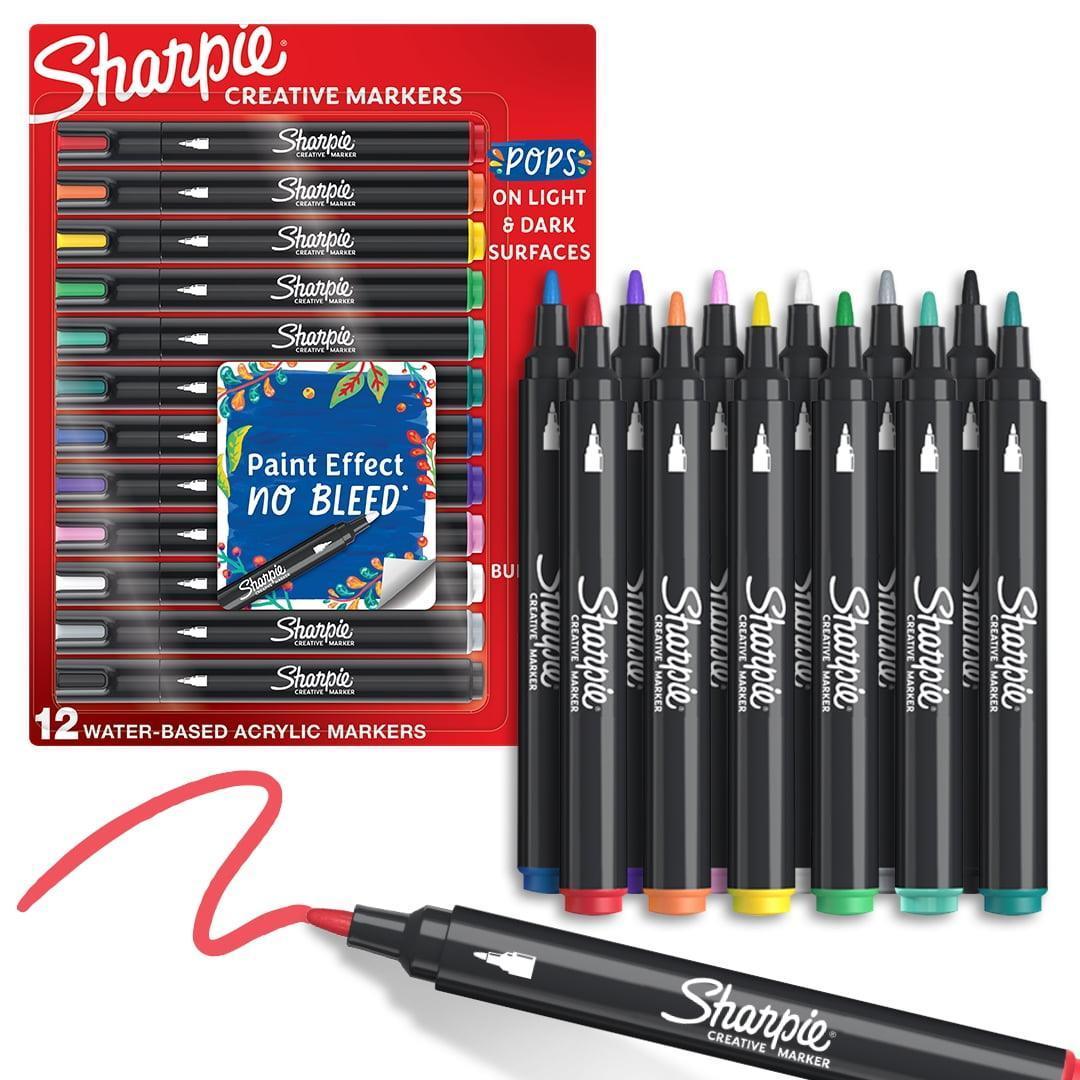 Sharpie Creative Markers, Water-Based Acrylic Markers, Bullet Tip, Assorted Colors, 12 Count - ClubOn