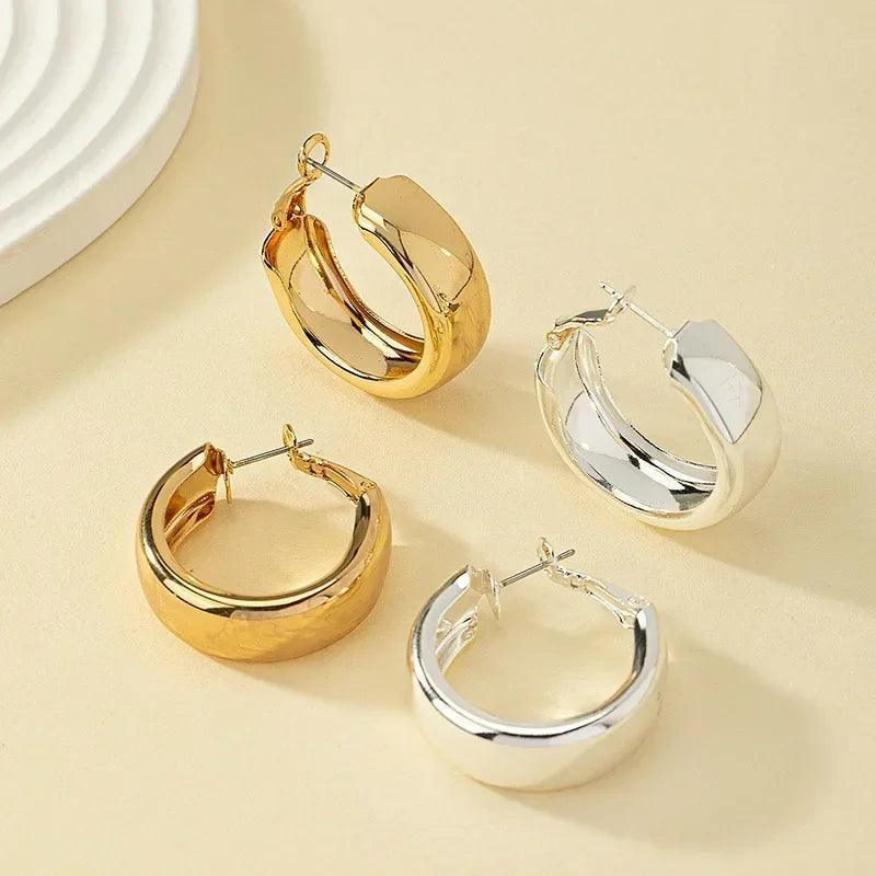 Gold Color Stainless Steel Hoop Earrings for Women – Minimalist - ClubOn