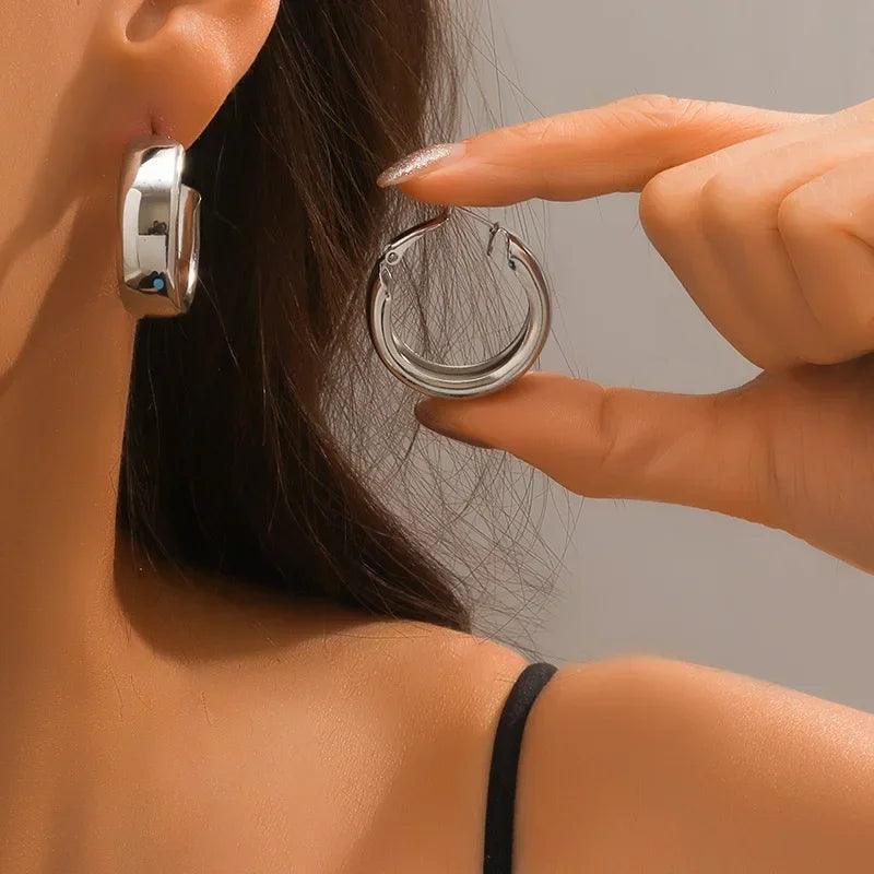 Gold Color Stainless Steel Hoop Earrings for Women – Minimalist - ClubOn