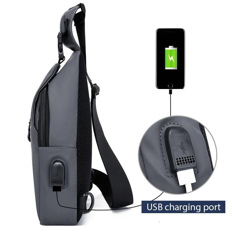 Small Black Sling Crossbody Bag - Waterproof USB Charger - ClubOn